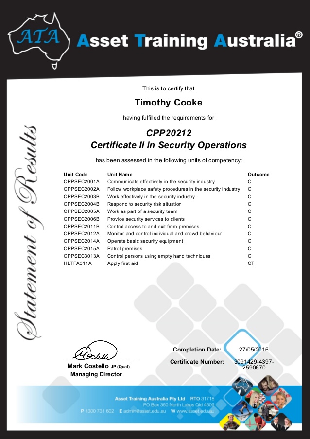 Tim Certificate II in Security Operations (1)