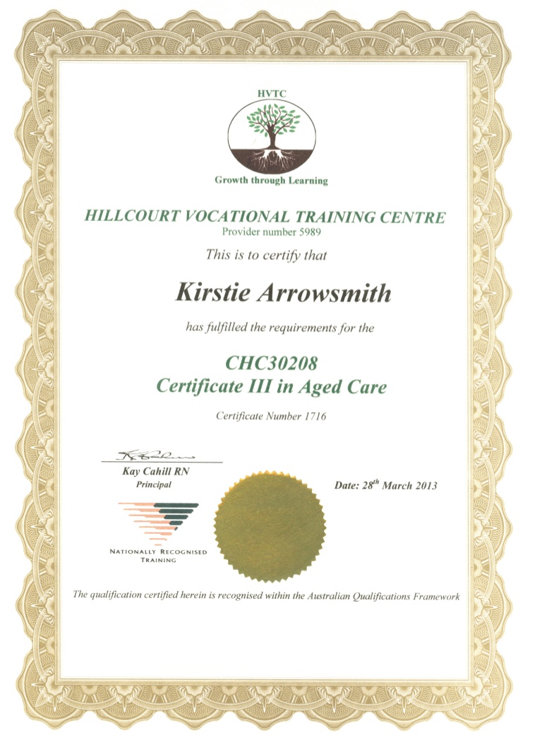 Certificate III Aged Care