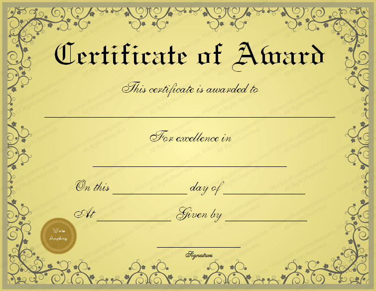 Free Printable Blank Award Certificate Templates