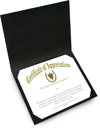 Certificate of Appreciation and Cover