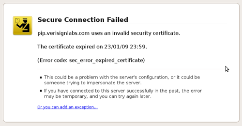 VeriSign Forgets to Renew an SSL Certificate