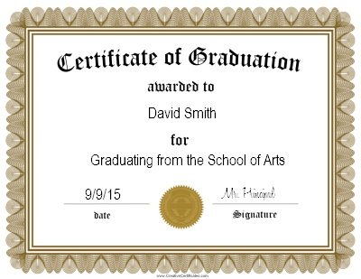 Customized Graduation Certificate