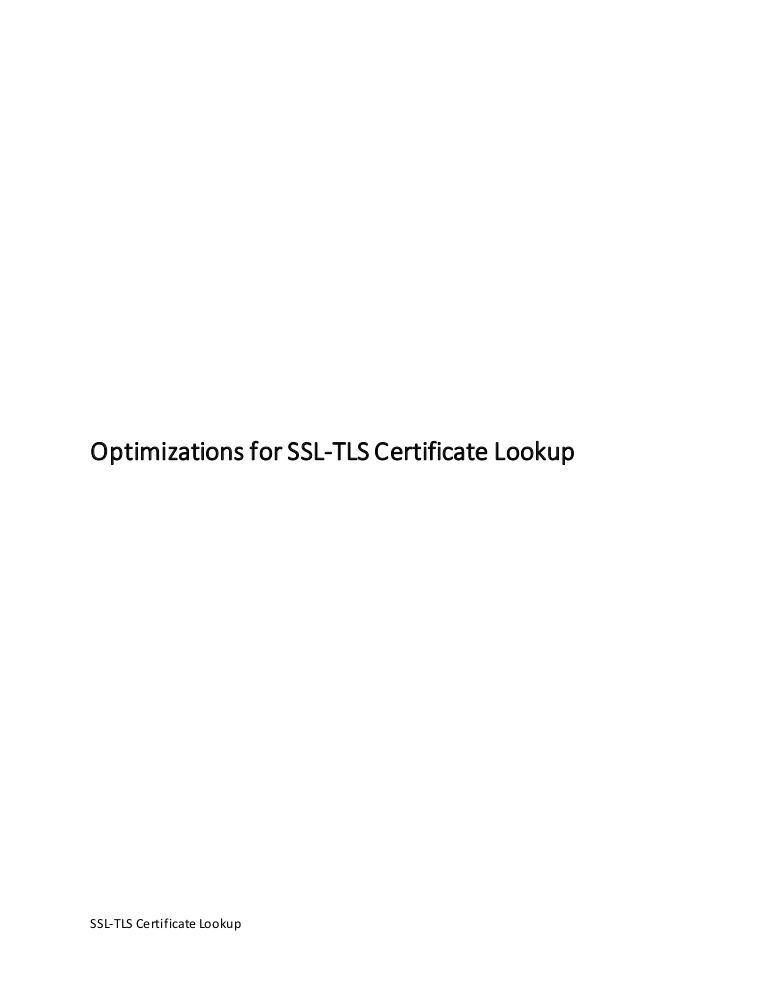 Optimizations for ssl tls certificate lookup