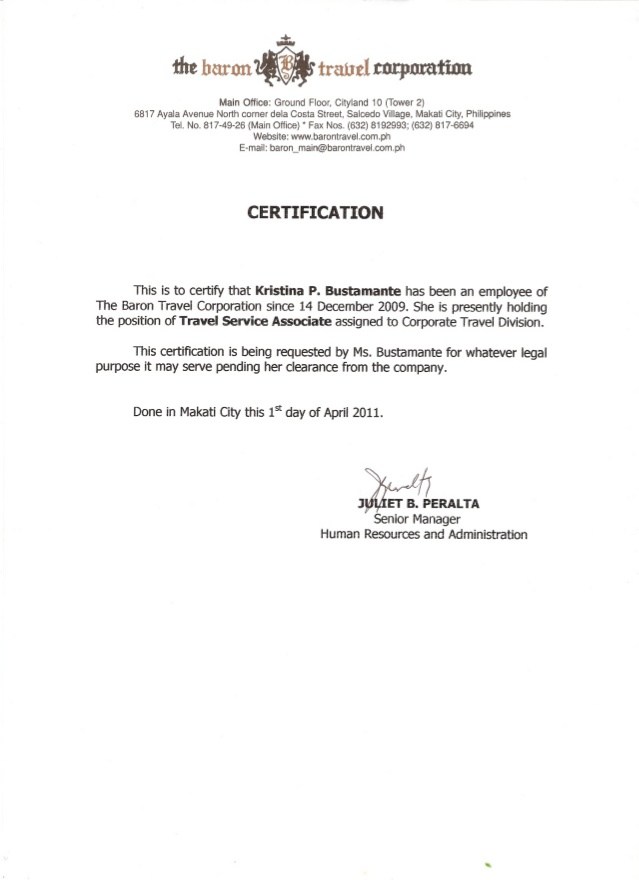 6+ certificate of employment sample format | fancy resume