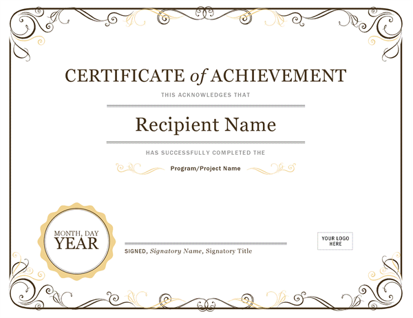 Certificate of Achievement Office Templates