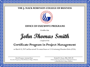 Certificate in Project Management Executive Education