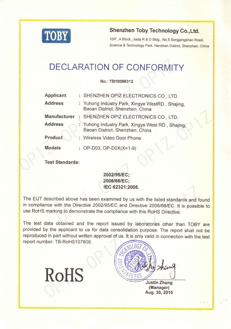 Qualification Certificate OPIZ
