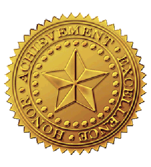 Gold Foil Star Embossed Certificate Seals = Seals with Gold Foil 
