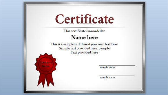 Free Certificate Template for PowerPoint 2010 & 2013