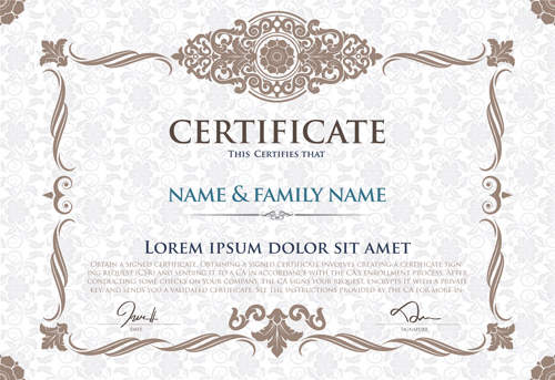 Certificate template with retro frame vector 05 Vector Cover 