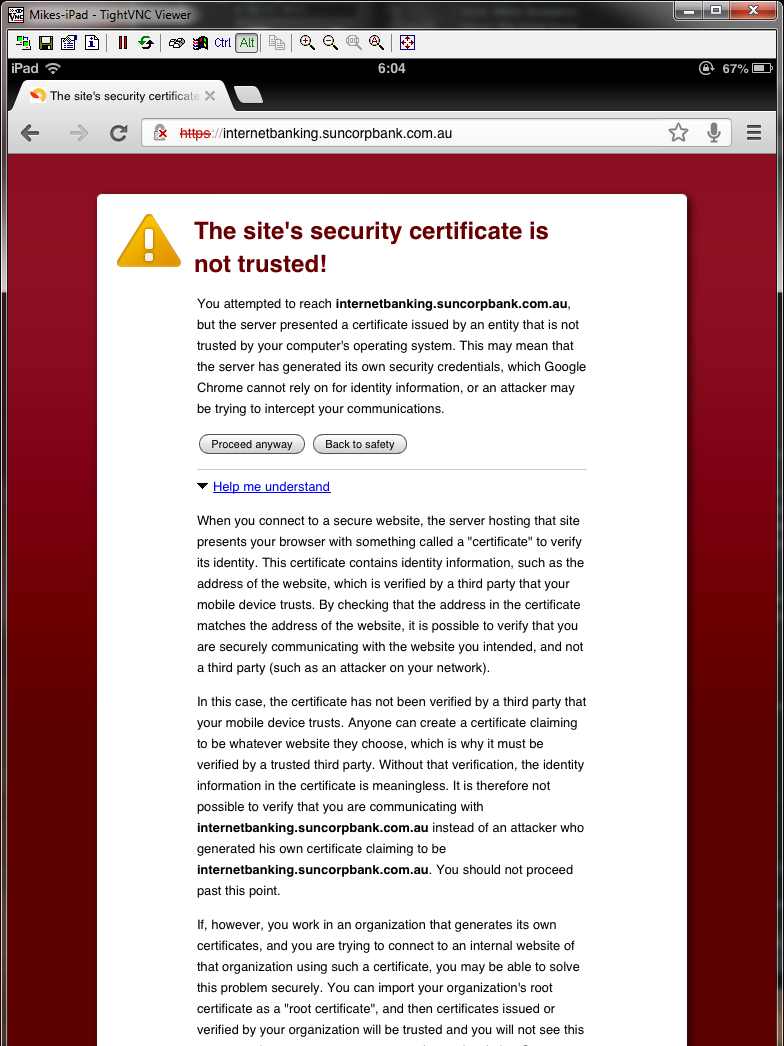 tls HTTPS verification failed get certificate information iPad 