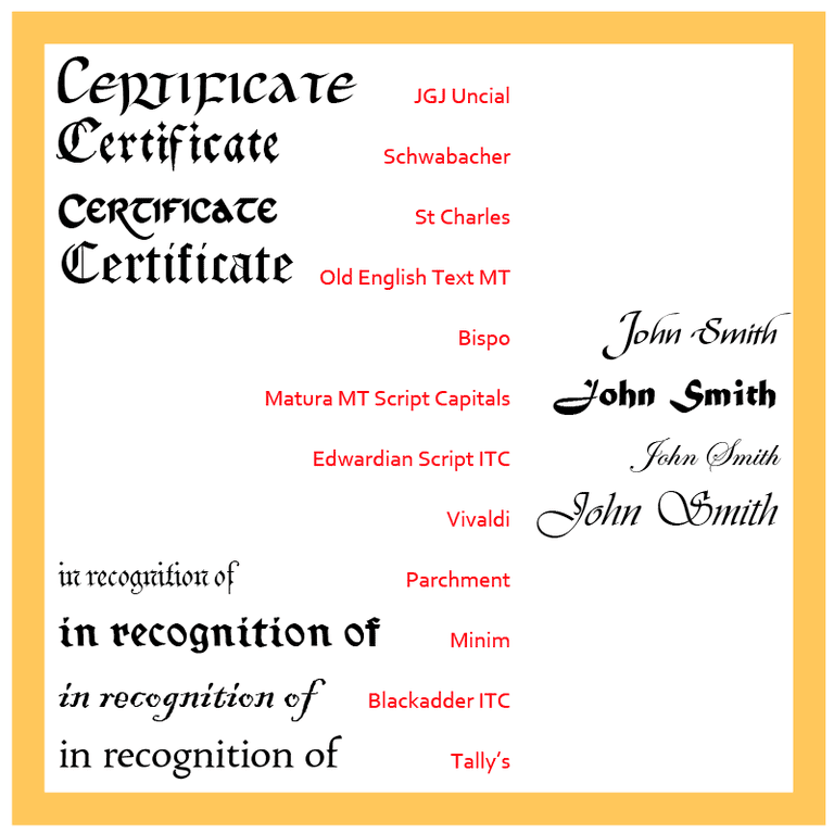 Choose These Traditional Fonts for Your Certificates