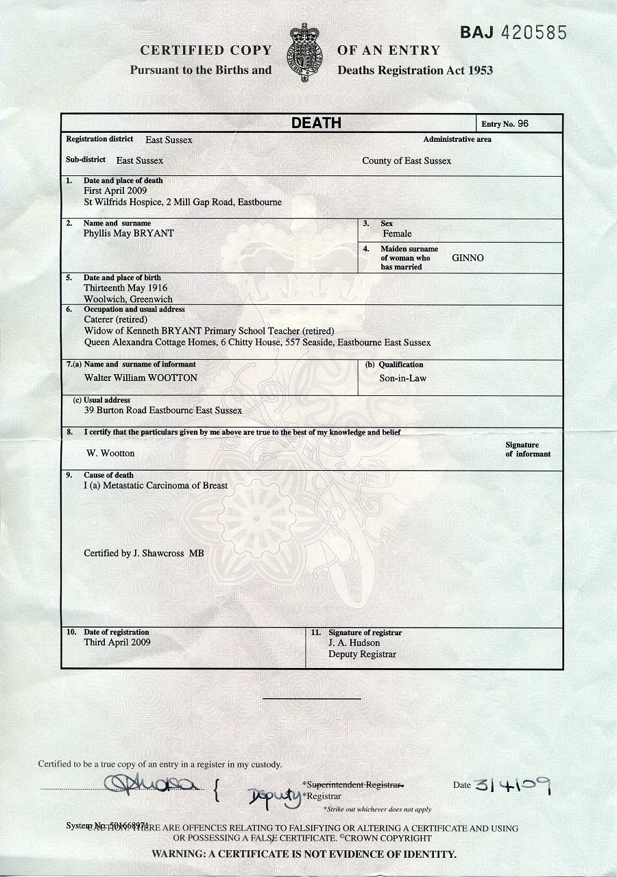 Death Certificate Uk – certificates templates free