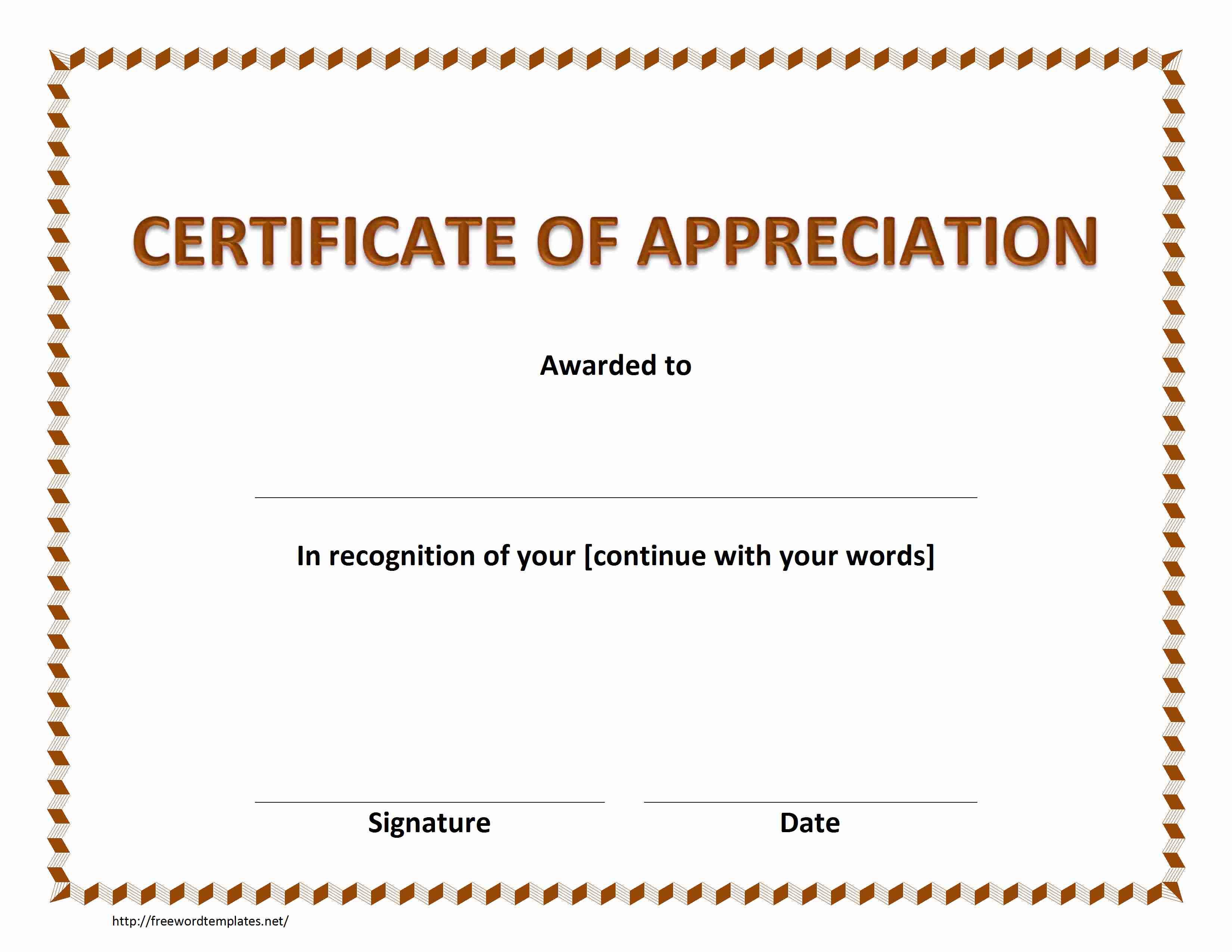 Thank You Certificate Template Free Printable Templates