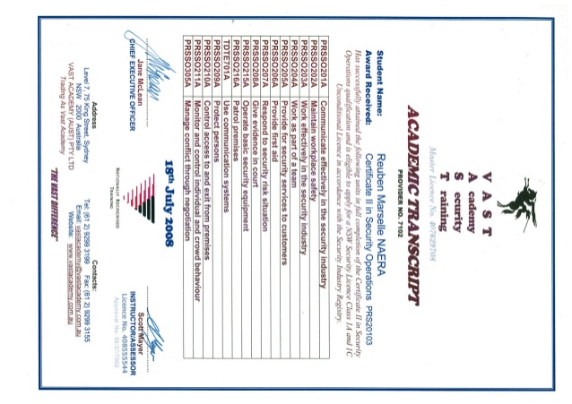 Certificate 2 in Security Operations PRS20103