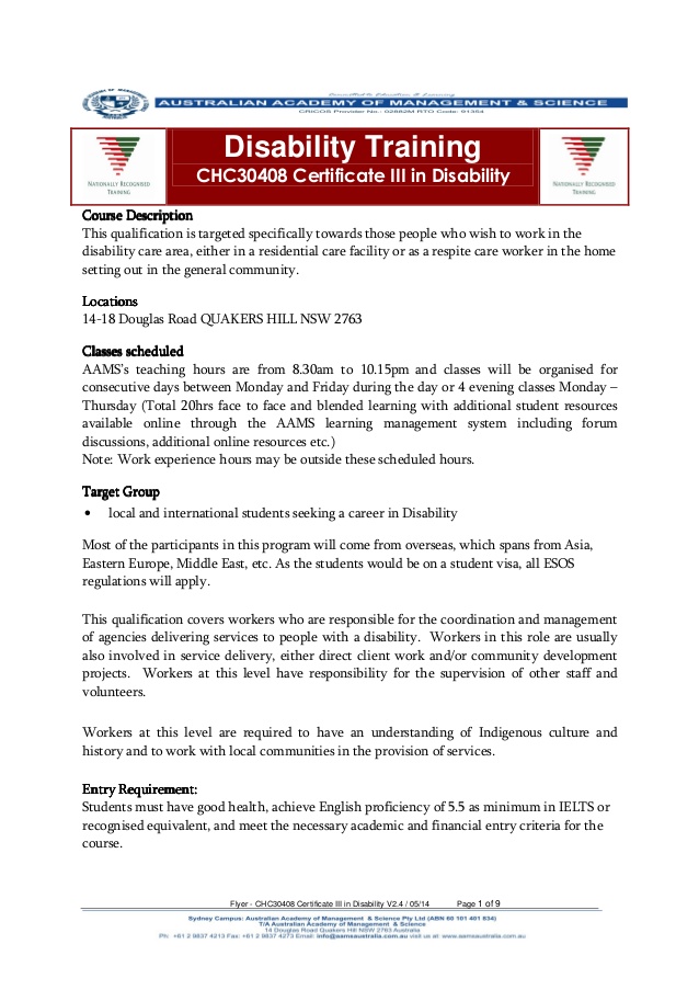 Australian Academy of Management & Science Flyer chc30408 certificate…