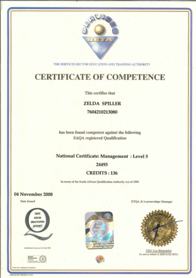 Certificate NQF 5 Management