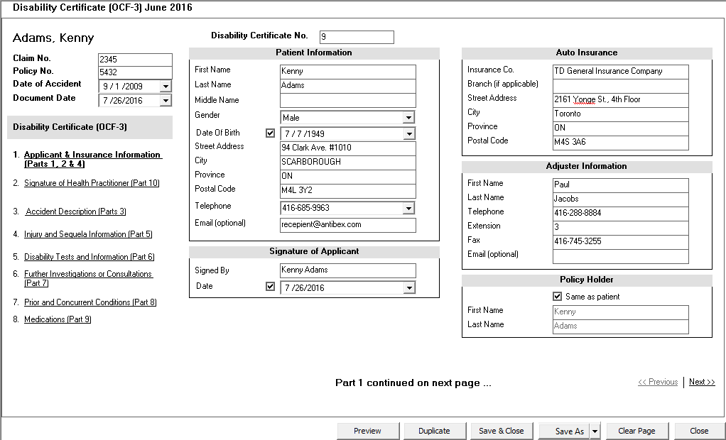 Complete a Disability Certificate (OCF 3)