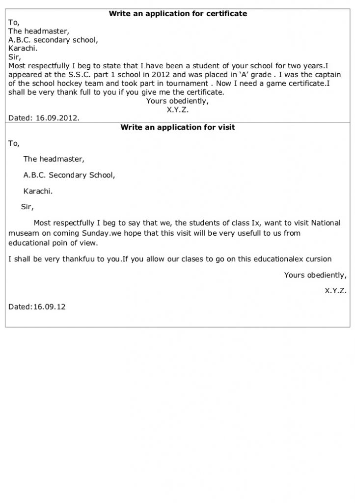 certificate application