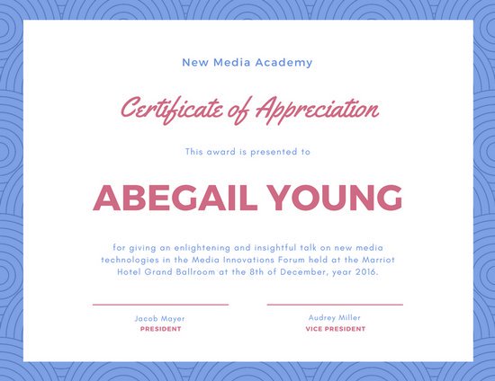 Appreciation Certificate Templates Canva