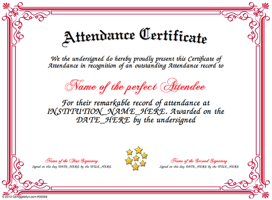attendance certificate 