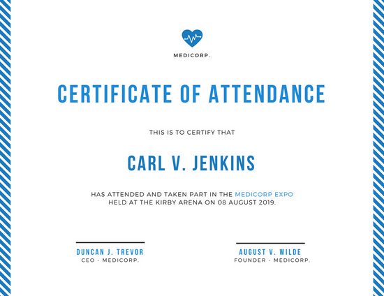 Attendance Certificate Templates Canva