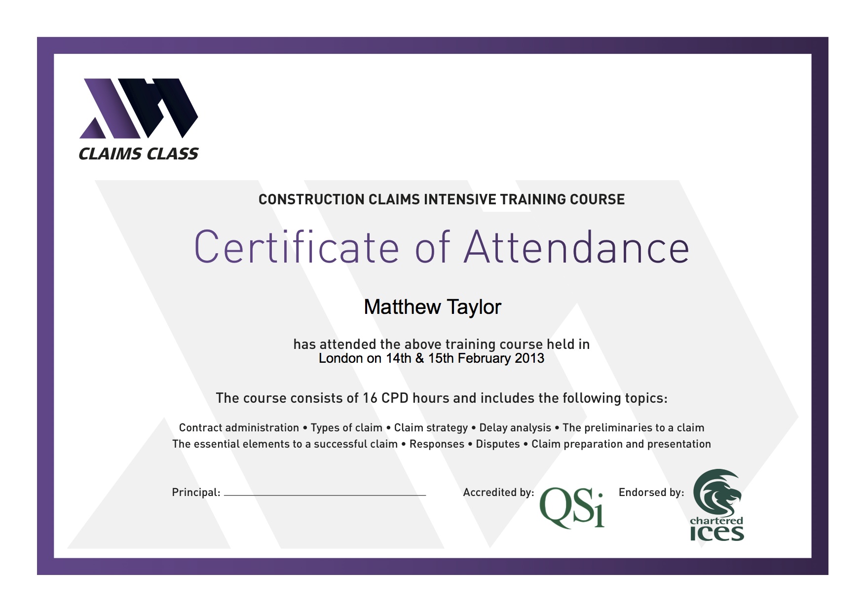 Certificate of Attendance Editable pdf document