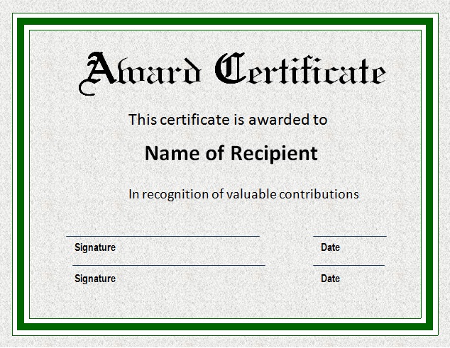 sample award certificate template 6 award certificate templates 