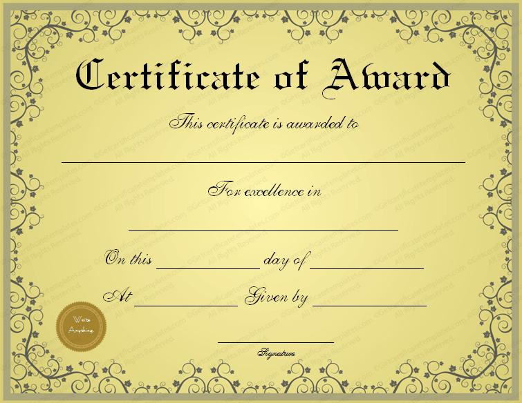 free printable certificate of recognition