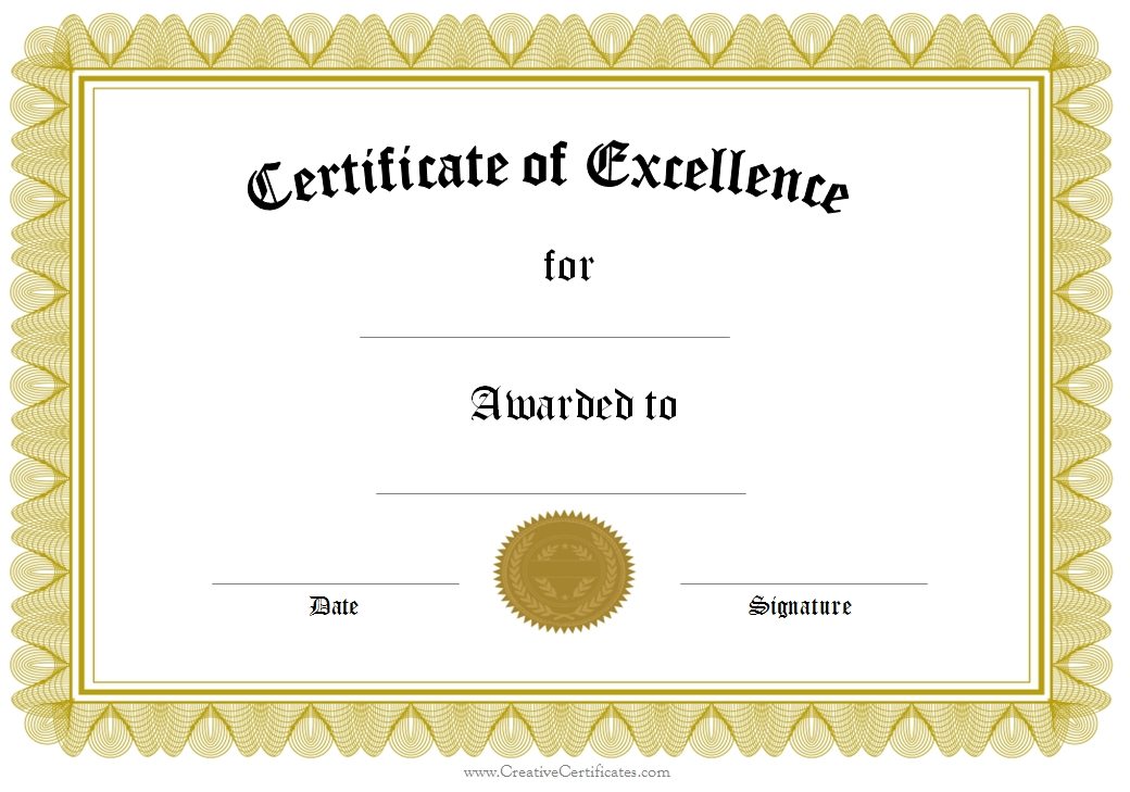 Printable Certificate Award Template