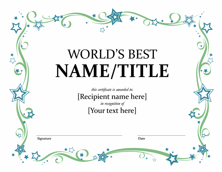 Certificate Award Template Word