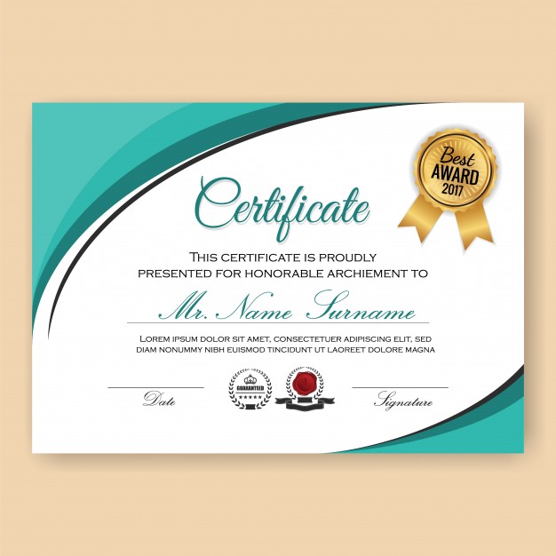 Modern Verified Certificate Background Template with Turquoise 