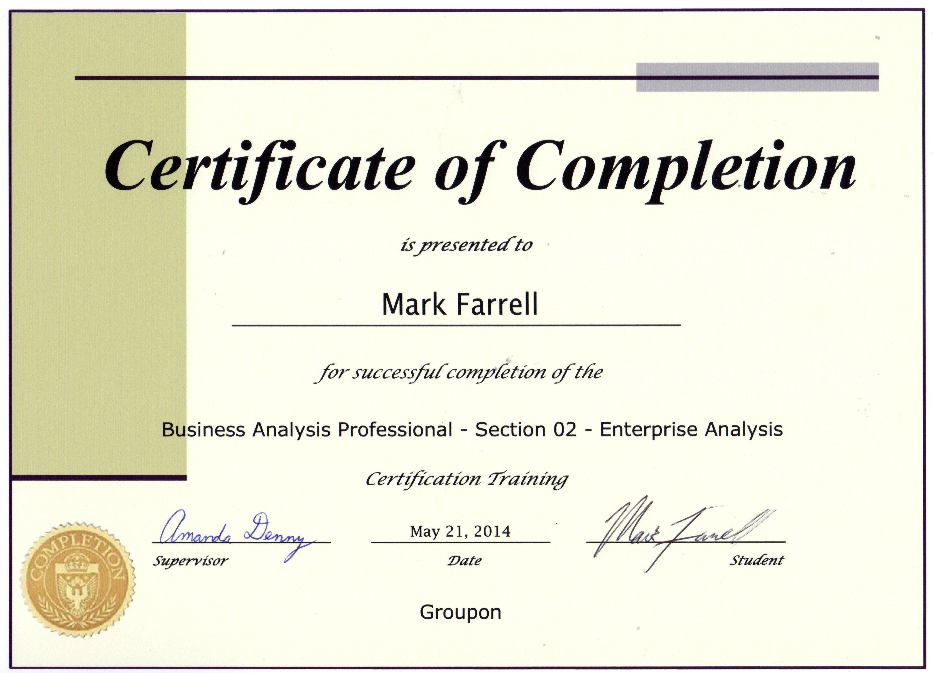 Certifications Mark P. Farrell's e Resume