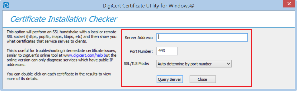 Checking Certificate Installation with the DigiCert Utility