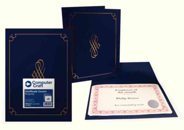Craft Certificate Cover, 290gsm, Navy Blue Pack of 5 13596