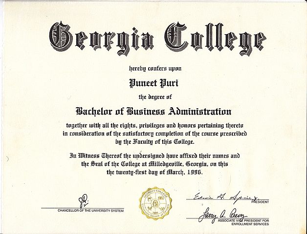 File:BBA Degree Certificate. Wikimedia Commons
