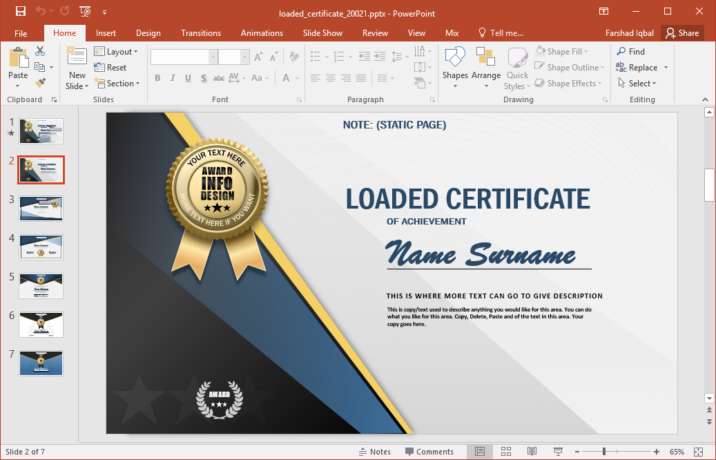 Animated Certificate PowerPoint Template