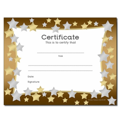 Certificates and Rewards Primary Treasure Chest