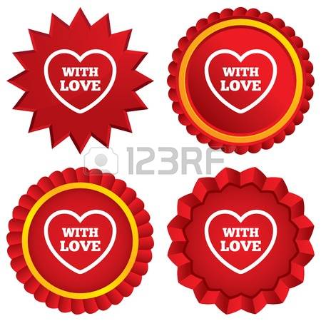 Heart Sign Icon. Love Symbol. Red Stars Stickers. Certificate 