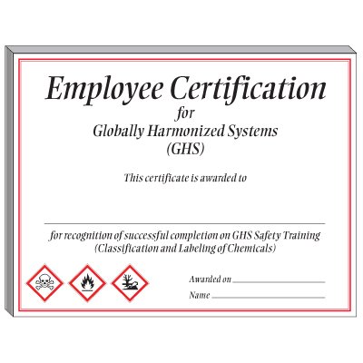 GHS Training Certificate Employee Certification from Seton.
