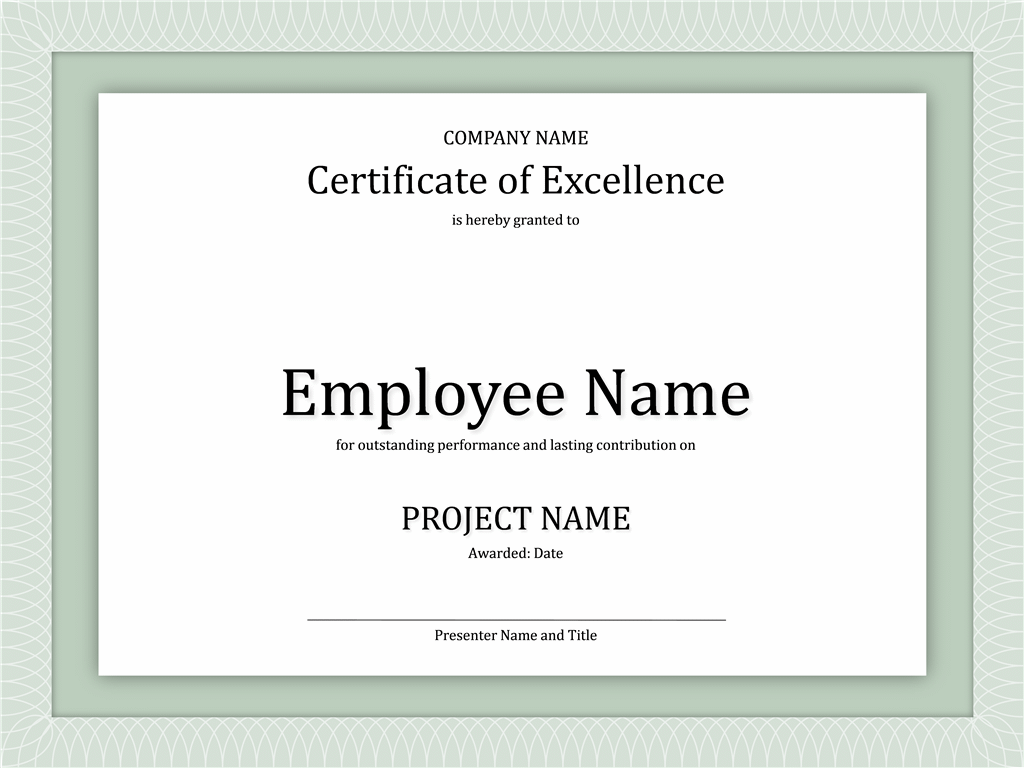 Certificate of excellence for employee Office Templates