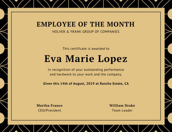 Employee Of The Month Certificate Templates Canva