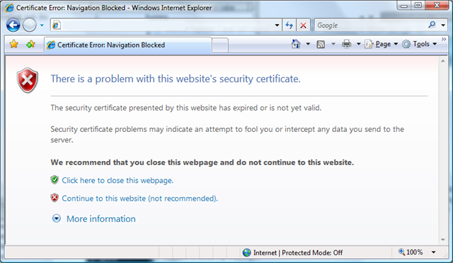 Self Signed Certificates in IE7