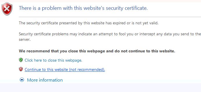 Certificate Error: Navigation Blocked