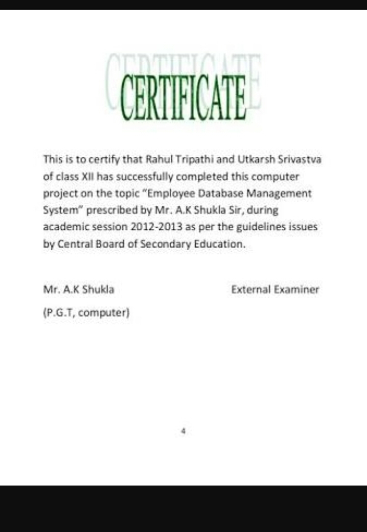 certificate format for assignment