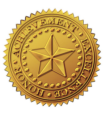 Gold Foil Emb. Star Certificate Seal [DP903419] : Designer Papers 