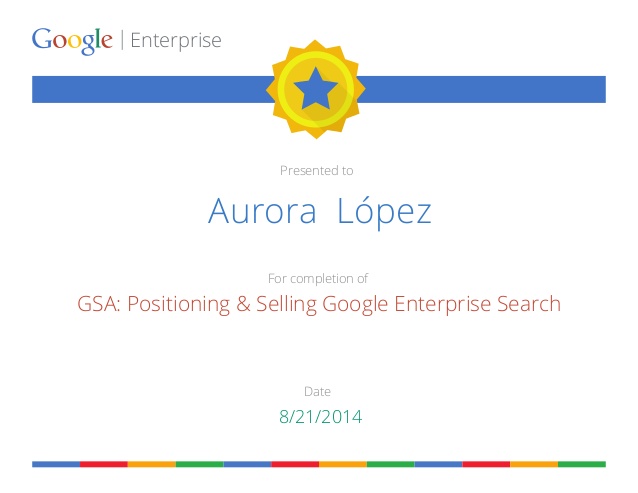 Certificate of Google Partner University Google Enterprise training…