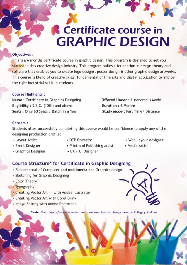 Certificate course in graphic design