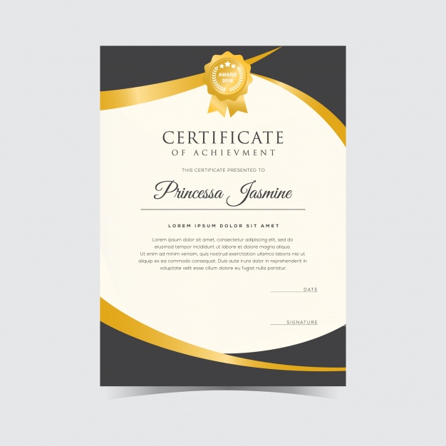 Golden certificate template Vector | Free Download