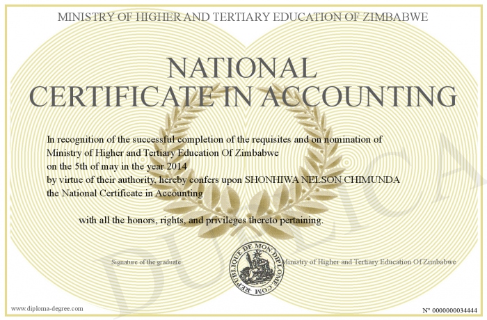 National Certificate in Accounting